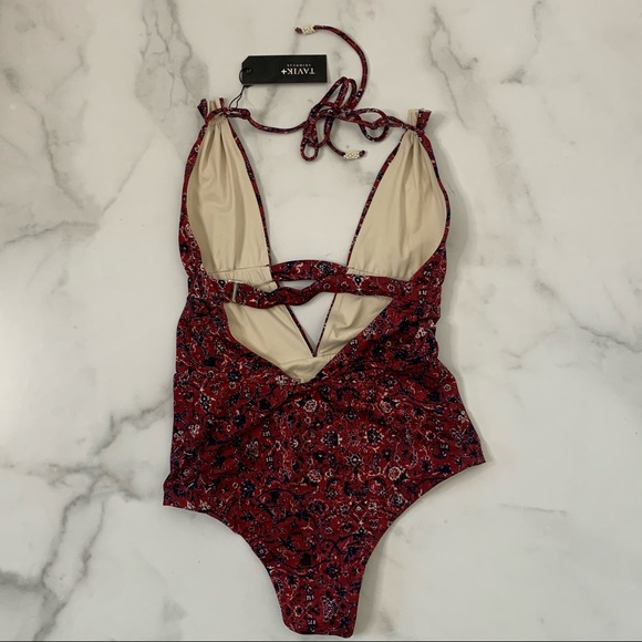 New Revolve Tavik Emme boho red one piece swimsuit Size XS - Picture 6 of 9